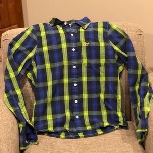 -NEED GONE- Lime/Blue Casual Button Down Shirt